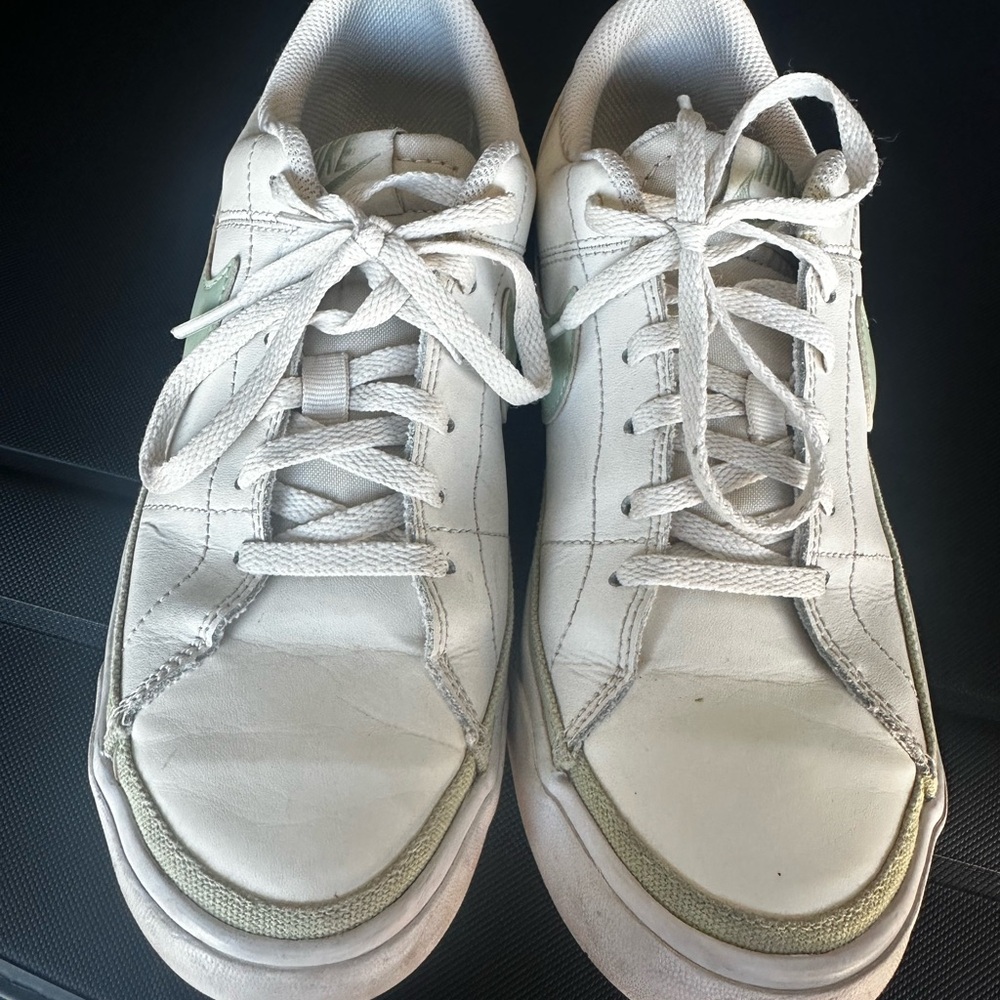 Nike white and green sneakers